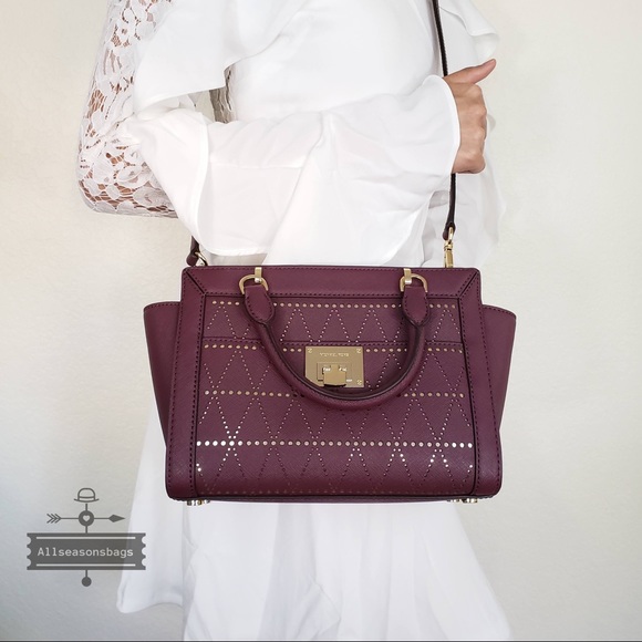 NWT Michael Kors Tina Small messenger plum satchel - Picture 6 of 8